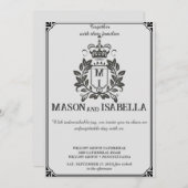 フローラクラシックモノグラムクレスト結婚式招待状。 招待状 (正面/裏面)