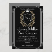 フローラクラシックモノグラムクレスト結婚式招待状。 招待状 (正面/裏面)