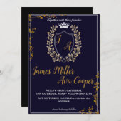 フローラクラシックモノグラムクレスト結婚式招待状。 招待状 (正面/裏面)