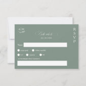 フローラクラシックモノグラムセージ緑結婚病 出欠カード (正面)
