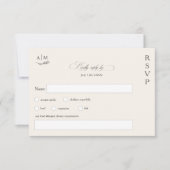 フローラクラシックモノグラム灰色アイボリー結婚ズ 出欠カード (正面)