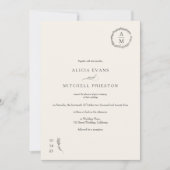フローラクラシックモノグラム結婚アイボリーのアーチ写真 招待状 (正面)