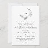 フローラクラシックリースダブルモノグラム結婚ズ 招待状 (正面)