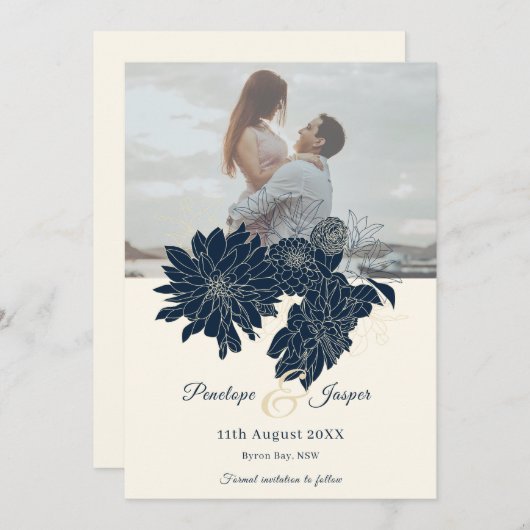 フローラクラシック写真の保存日付招待状 招待状 (正面/裏面)