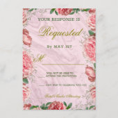 フローラクラシック赤面グリーナリーウェディングRSVPカード エンクロージャーカード (正面)