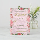 フローラクラシック赤面グリーナリーウェディングRSVPカード エンクロージャーカード (スタンド正面)