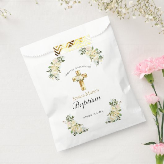 フローラクラシック金ゴールドクロスバプテスマありがとう フェイバーバッグ (封をした状態)