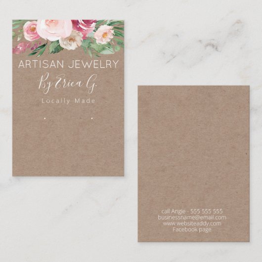 フローラクラフトハンドメイドイヤリングジュエリー表示 名刺 (正面/裏面)
