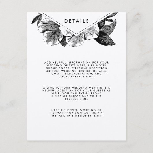 フローラクラフト結婚ズゲスト詳細 エンクロージャーカード (正面)