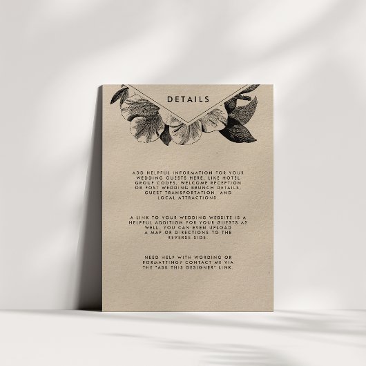 フローラクラフト結婚ズゲスト詳細 エンクロージャーカード