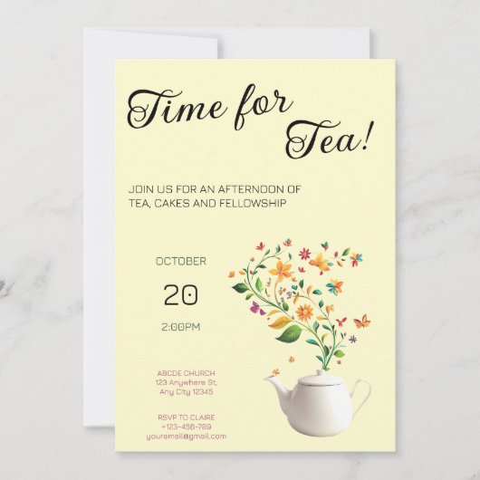 フローラクリスチャンティーパーティの招待状 招待状 (正面)