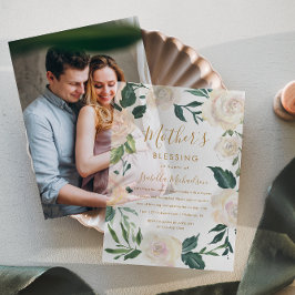 フローラクリスチャン母とベビー賛美のパーティー ベラム紙招待状