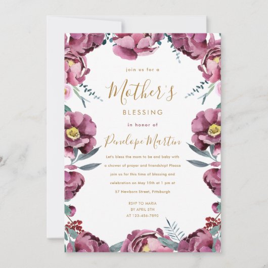 フローラクリスチャン母とベビー賛美のパーティー 招待状 (正面)