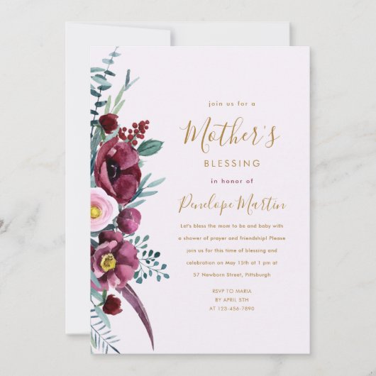 フローラクリスチャン母とベビー賛美のパーティー 招待状 (正面)