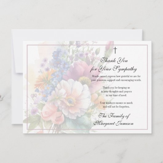 フローラクリスチャン葬儀悔やみや弔慰ありがとう サンキューカード (正面)