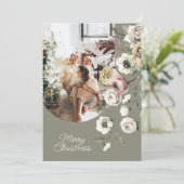 フローラクリスマスの休日の写真パーソナライズされた シーズンカード (スタンド正面)