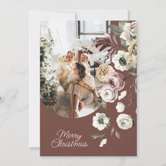 フローラクリスマスの休日の写真パーソナライズされた シーズンカード (正面)