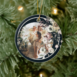 フローラクリスマスの休日の写真パーソナライズされた セラミックオーナメント