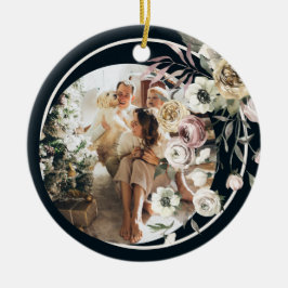 フローラクリスマスの休日の写真パーソナライズされた セラミックオーナメント