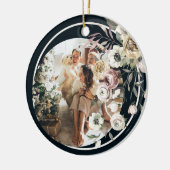 フローラクリスマスの休日の写真パーソナライズされた セラミックオーナメント (左)
