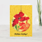 フローラクリスマスオーナメントヴィンテージスタイルアートイエロー カード (正面)