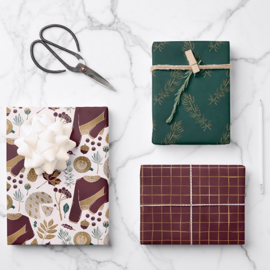 フローラクリスマスセーターパーティー ラッピングペーパーシート (正面)