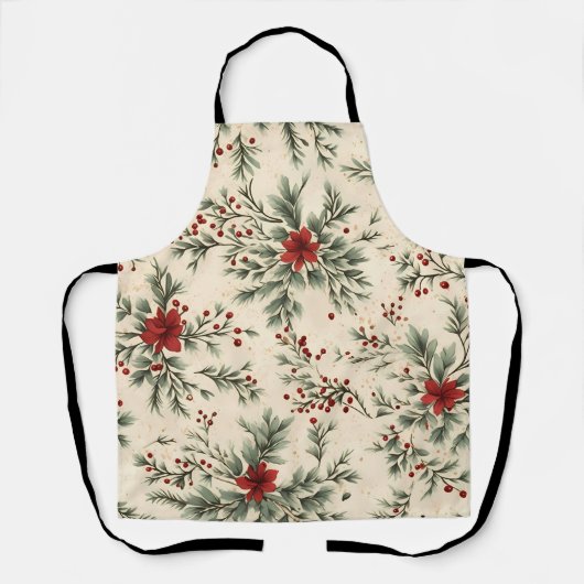 フローラクリスマスデザインエプロン エプロン (正面)