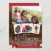 フローラクリスマスハッピーニューイヤーウッド4写真 シーズンカード (正面/裏面)