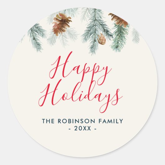 フローラクリスマスハッピーホリデーズシール ラウンドシール (正面)