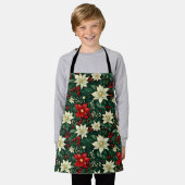 フローラクリスマスパターン エプロン (着用した状態)