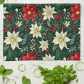 フローラクリスマスパターン キッチンタオル (折り畳み)