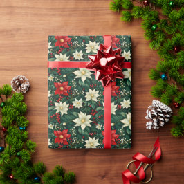 フローラクリスマスパターン ラッピングペーパー