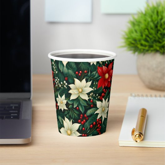 フローラクリスマスパターン 紙コップ (インサイチュ)