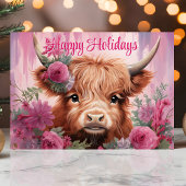 フローラクリスマスベビーハイランドカウハッピーホリデイズ シーズンカード