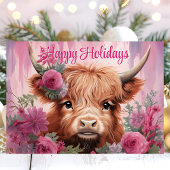フローラクリスマスベビーハイランドカウハッピーホリデイズ シーズンカード