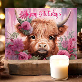 フローラクリスマスベビーハイランドカウハッピーホリデイズ シーズンカード