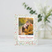 フローラクリスマスホリデーパターン写真 ポストカード (スタンド正面)