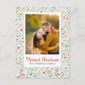 フローラクリスマスホリデーパターン写真 ポストカード (正面)