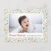 フローラクリスマスホリデーパターン写真 ポストカード (正面)