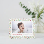 フローラクリスマスホリデーパターン写真 ポストカード (スタンド正面)