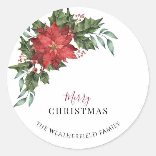 フローラクリスマスホリデーボタニカル ラウンドシール (正面)