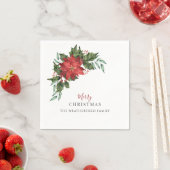 フローラクリスマスホリデーポインセチア開花紙 スタンダードカクテルナプキン (インサイチュ)
