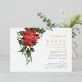 フローラクリスマスホリデー婚約パーティ金ゴールド 箔招待状 (立ち正面)