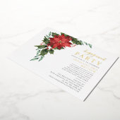 フローラクリスマスホリデー婚約パーティ金ゴールド 箔招待状 (回転した状態)