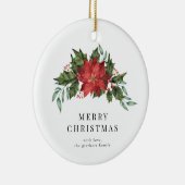 フローラクリスマスポインセチア緑カスタム園 セラミックオーナメント (右)