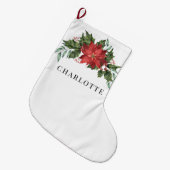 フローラクリスマスポインセチア緑カスタム園 ラージクリスマスストッキング (正面 (吊り時))