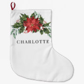 フローラクリスマスポインセチア緑カスタム園 ラージクリスマスストッキング (正面)