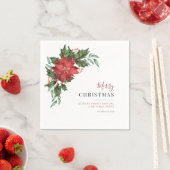 フローラクリスマスポインセティアファミリーパーティー紙 スタンダードカクテルナプキン (インサイチュ)