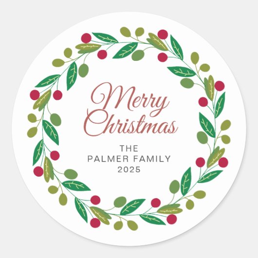 フローラクリスマスリースファミリー名 ラウンドシール (正面)