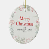 フローラクリスマスリース家族の写真 セラミックオーナメント (右)